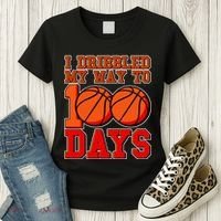 I Dribbled My Way To 100 Days Basketball Women's T-Shirt thumb 3