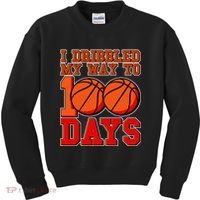 I Dribbled My Way To 100 Days Basketball Kids Sweatshirt thumb 0