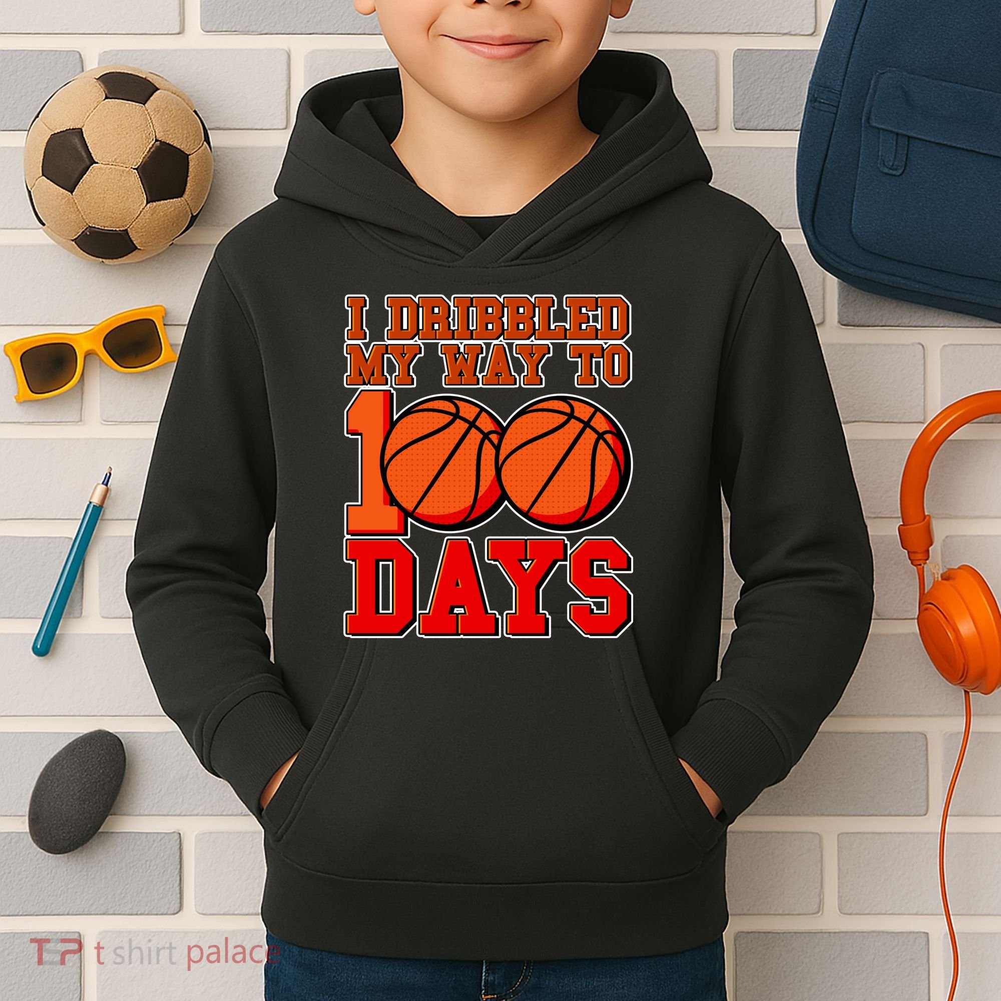 I Dribbled My Way To 100 Days Basketball Kids Hoodie