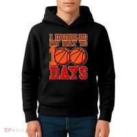 I Dribbled My Way To 100 Days Basketball Kids Hoodie thumb 4