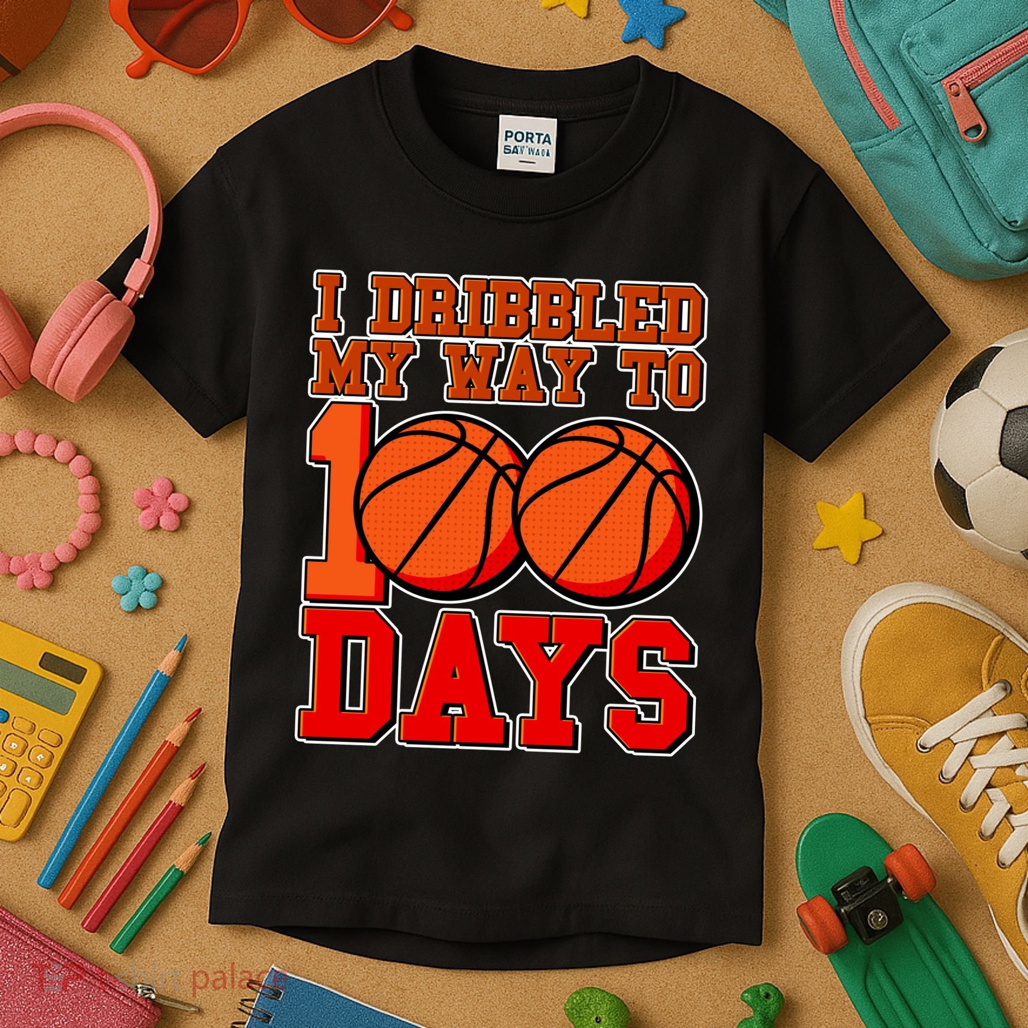 I Dribbled My Way To 100 Days Basketball Kids T-Shirt