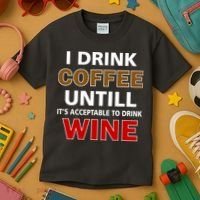 I Drink Coffee Until Wine Kids T-Shirt thumb 3