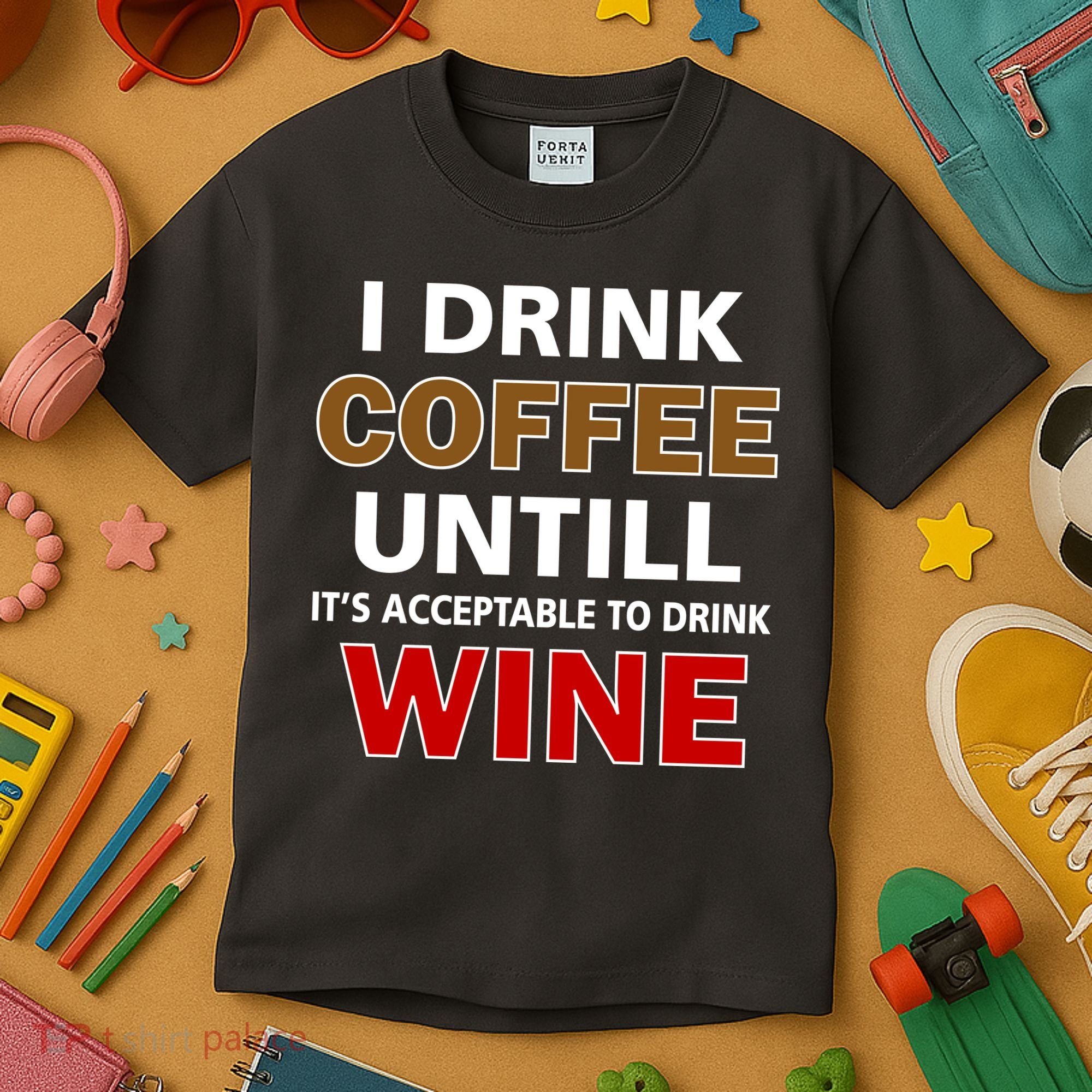 I Drink Coffee Until Wine Kids T-Shirt