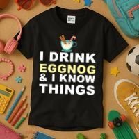 I Drink Eggnog And Know Things Kids T-Shirt thumb 3