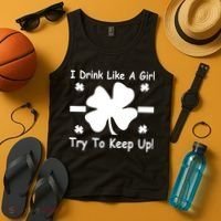 I Drink Like A Girl Try To Keep Up Tank Top thumb 4