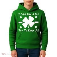 I Drink Like A Girl Try To Keep Up Kids Hoodie thumb 4