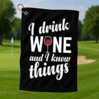 I Drink Wine And I Know Things Golf Towel thumb 1