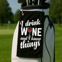 I Drink Wine And I Know Things Golf Towel thumb 2