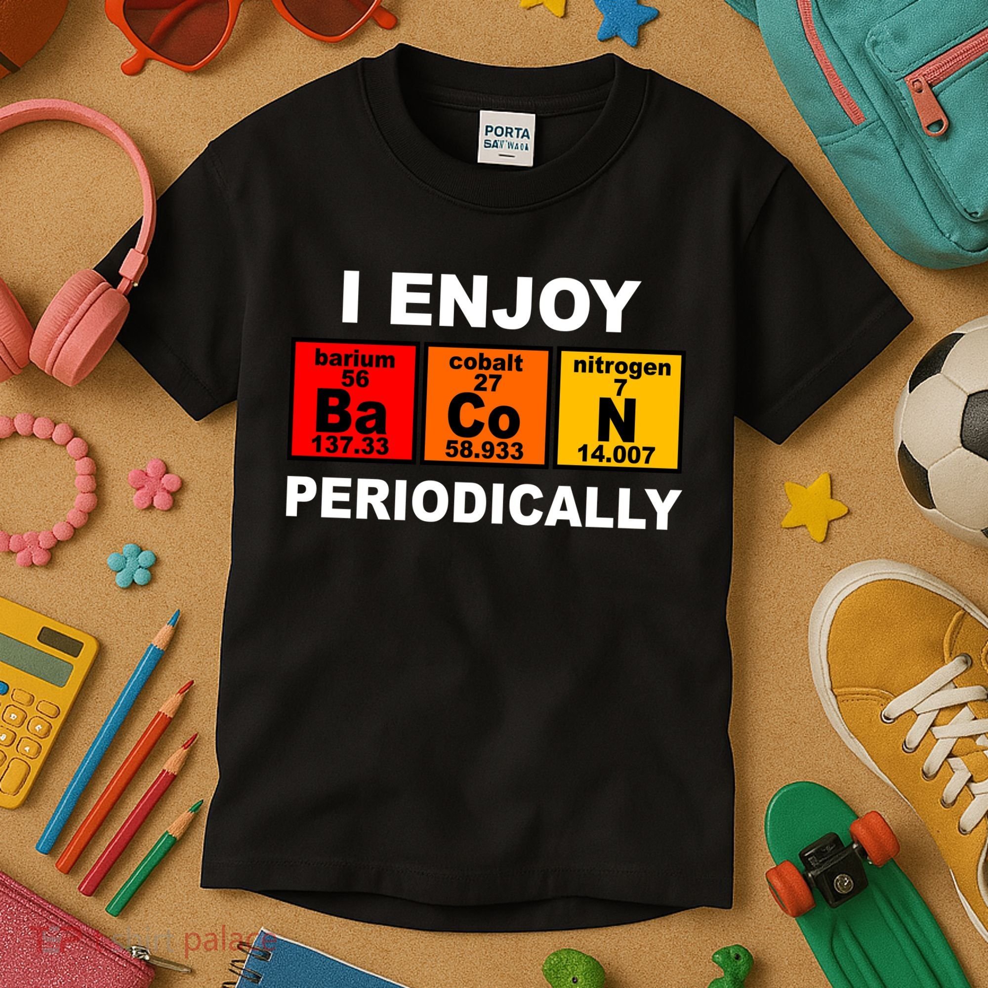 I Enjoy Bacon Periodically Kids T-Shirt