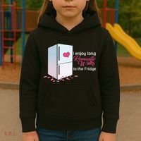 I Enjoy Long Romantic Walks To The Fridge Kids Hoodie thumb 3