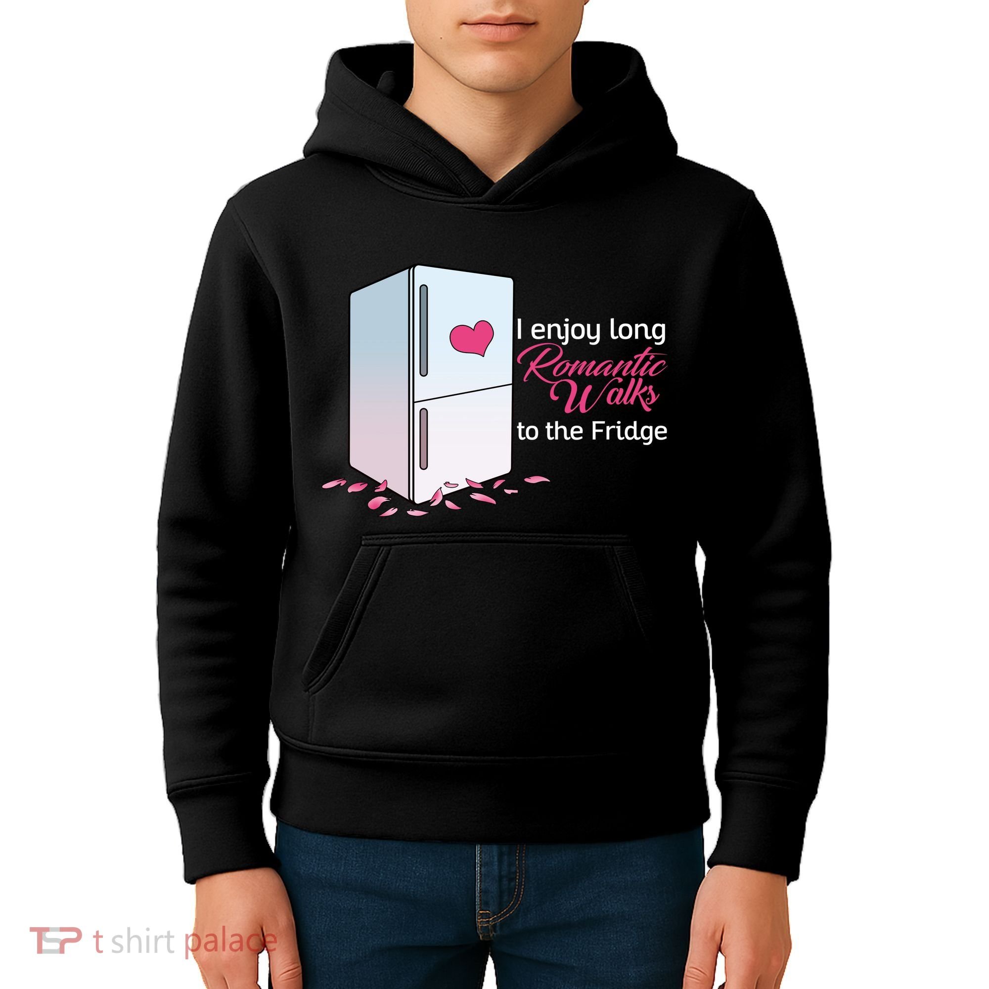 I Enjoy Long Romantic Walks To The Fridge Kids Hoodie