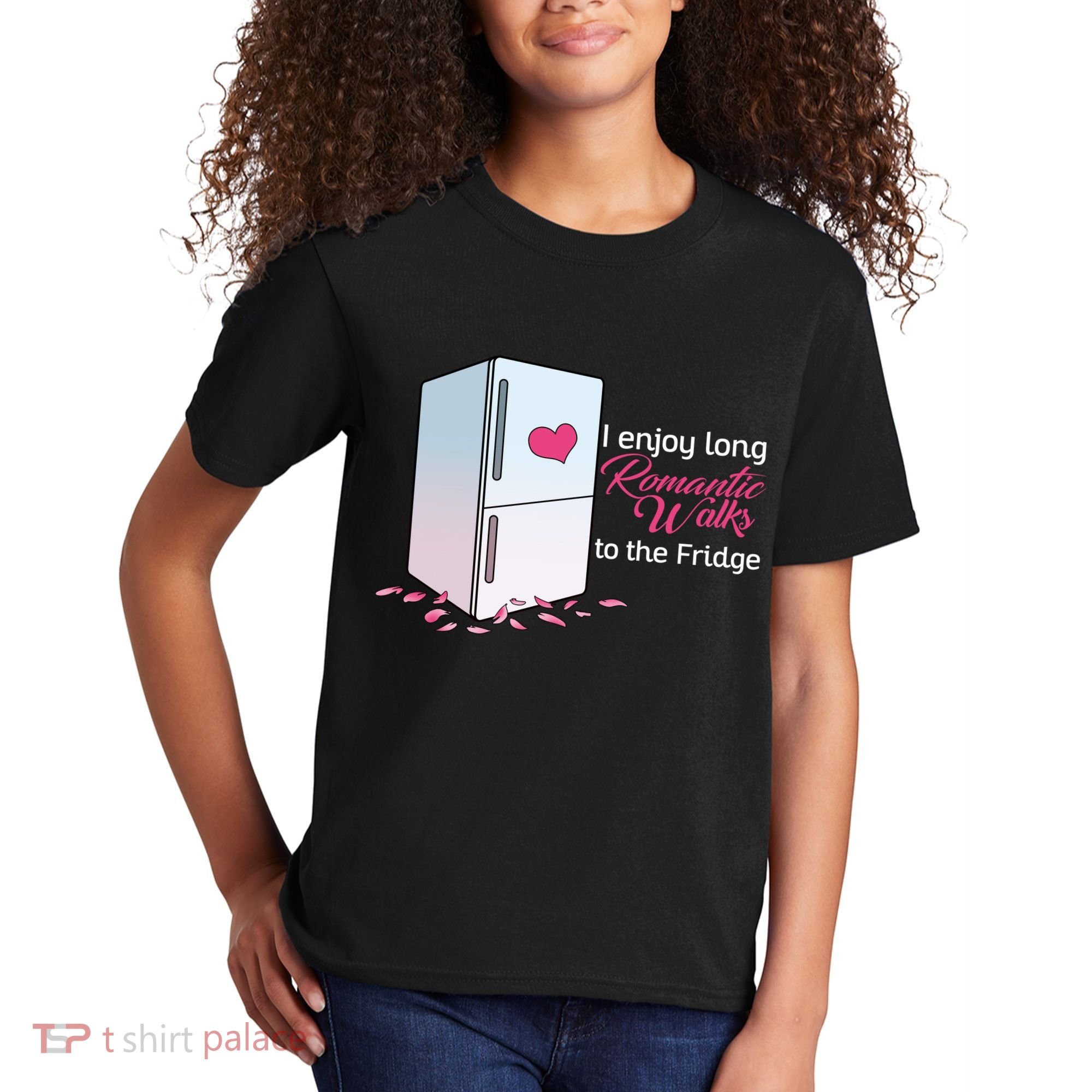 I Enjoy Long Romantic Walks To The Fridge Kids T-Shirt