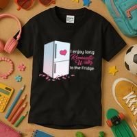 I Enjoy Long Romantic Walks To The Fridge Kids T-Shirt thumb 3