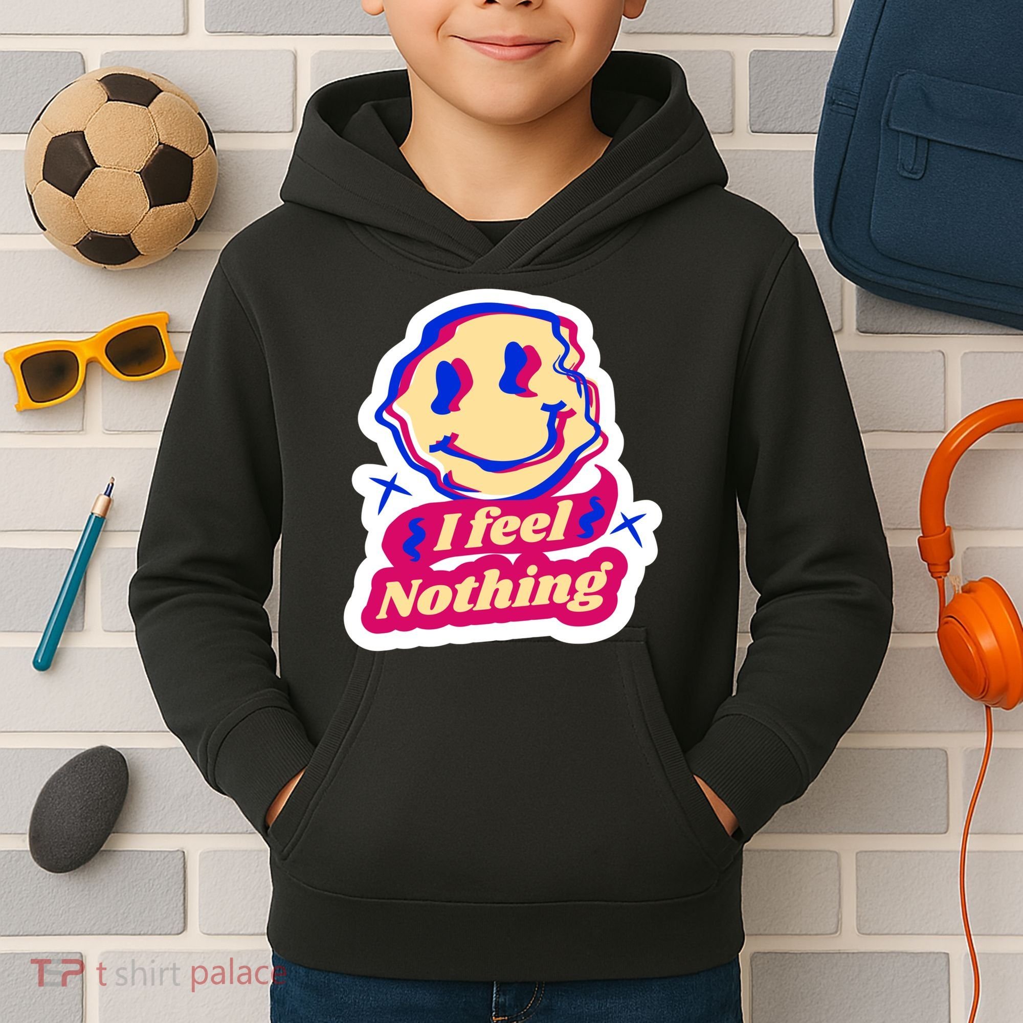 I Feel Nothing Smiley Face Kids Hoodie
