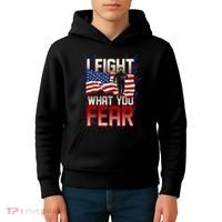 I Fight What You Fear Firefighter Kids Hoodie thumb 4