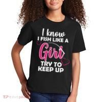 I Fish Like A Girl Try To Keep Up Kids T-Shirt thumb 2