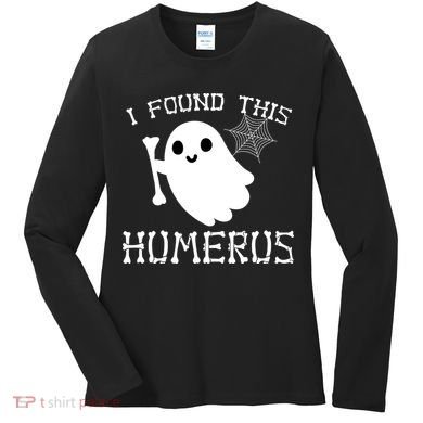 I Found This Humerus Funny Halloween Ghost Women's Long Sleeve Shirt
