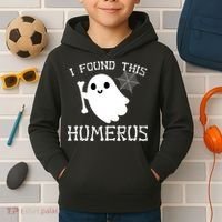 I Found This Humerus Funny Halloween Ghost Kids Hoodie thumb 2