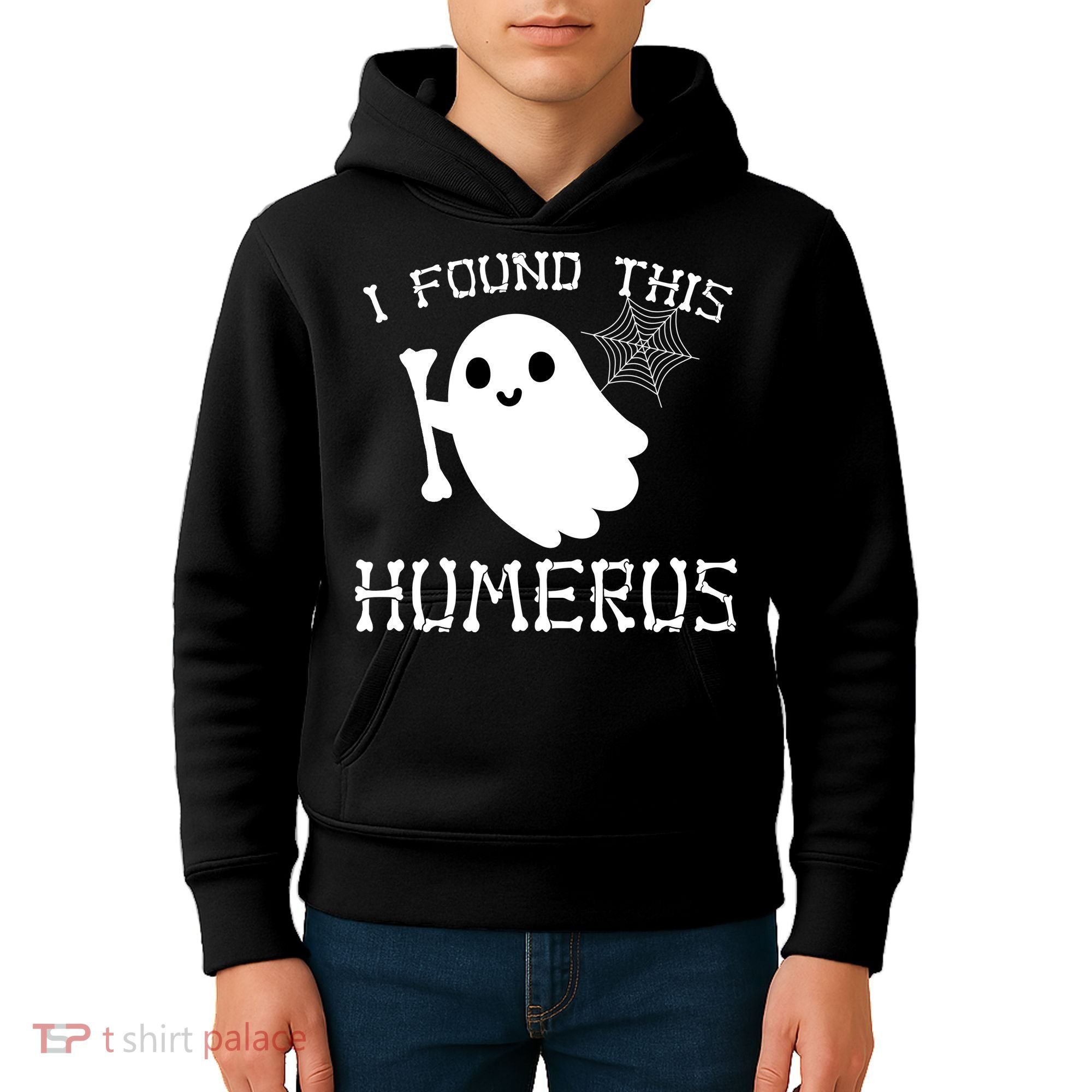 I Found This Humerus Funny Halloween Ghost Kids Hoodie