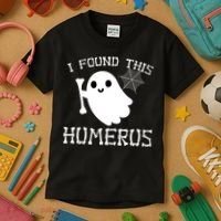 I Found This Humerus Funny Halloween Ghost Kids T-Shirt thumb 3