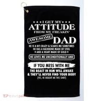I Get My Attitude From My Freakin' Awesome Dad Golf Towel thumb 0