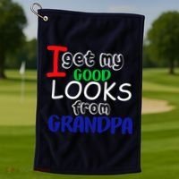 I Get My Looks From Grandpa Golf Towel thumb 1