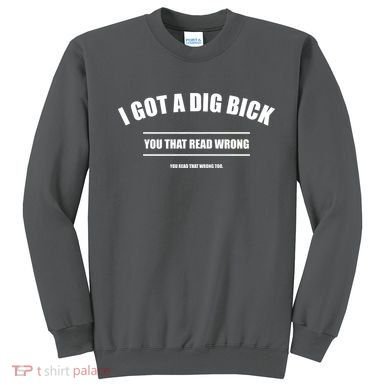 I Got a Dig Bick You Read That Wrong Funny Word Play Sweatshirt