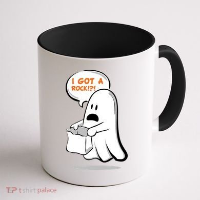 I Got A Rock!?! Halloween Ghost Trick or Treat Coffee Mug back