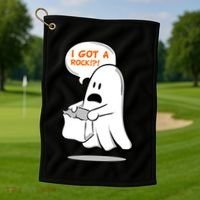 I Got A Rock!?! Halloween Ghost Trick or Treat Golf Towel thumb 1