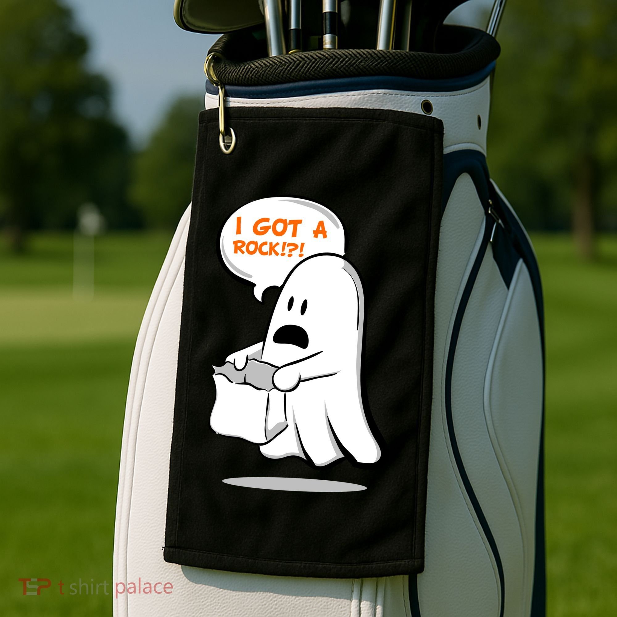 I Got A Rock!?! Halloween Ghost Trick or Treat Golf Towel