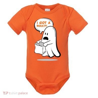 I Got A Rock!?! Halloween Ghost Trick or Treat Baby Bodysuit