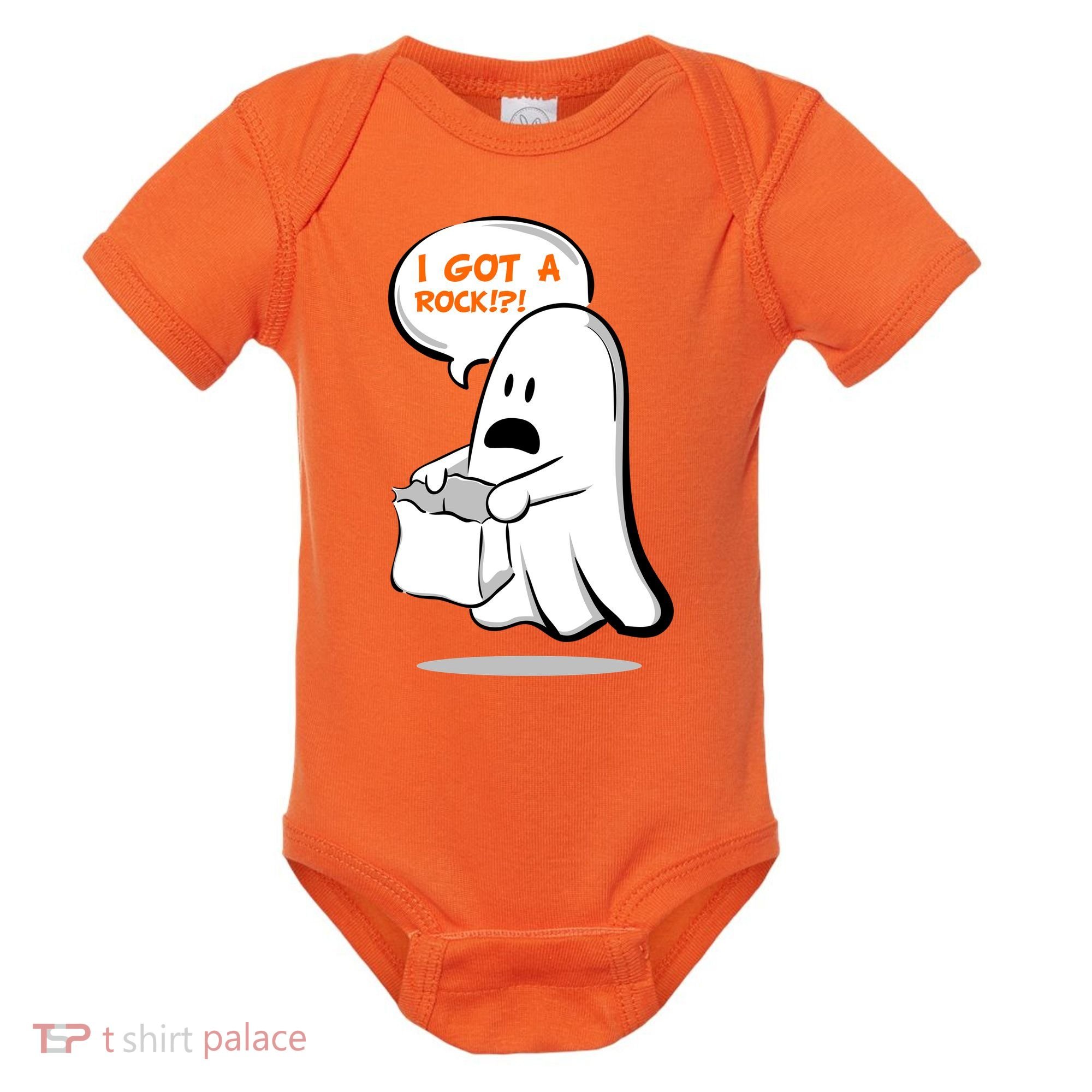I Got A Rock!?! Halloween Ghost Trick or Treat Baby Bodysuit