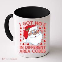 I Got Ho's In Different Aera Codes Santa Claus Ugly Christmas Coffee Mug thumb 0