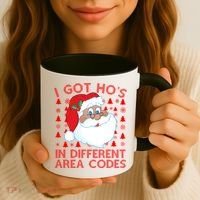 I Got Ho's In Different Aera Codes Santa Claus Ugly Christmas Coffee Mug thumb 3