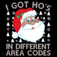 I Got Ho's In Different Aera Codes Santa Claus Ugly Christmas Women's Hoodie thumb 2