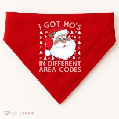 I Got Ho's In Different Aera Codes Santa Claus Ugly Christmas USA-Made Doggie Bandana