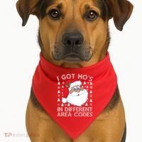 I Got Ho's In Different Aera Codes Santa Claus Ugly Christmas USA-Made Doggie Bandana thumb 1