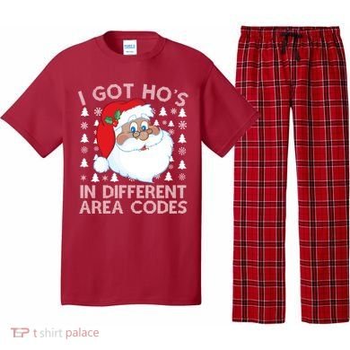 I Got Ho's In Different Aera Codes Santa Claus Ugly Christmas Pajama Set