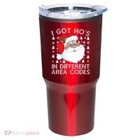 I Got Ho's In Different Aera Codes Santa Claus Ugly Christmas Tumbler thumb 0