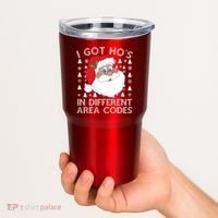 I Got Ho's In Different Aera Codes Santa Claus Ugly Christmas Tumbler thumb 2