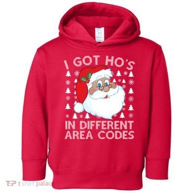 I Got Ho's In Different Aera Codes Santa Claus Ugly Christmas Toddler Hoodie