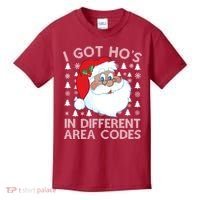 I Got Ho's In Different Aera Codes Santa Claus Ugly Christmas Kids T-Shirt thumb 0