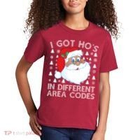 I Got Ho's In Different Aera Codes Santa Claus Ugly Christmas Kids T-Shirt thumb 2