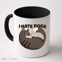 I Hate Dogs Cat Lover Funny Meme Coffee Mug thumb 0