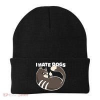 I Hate Dogs Cat Lover Funny Meme Beanie thumb 0