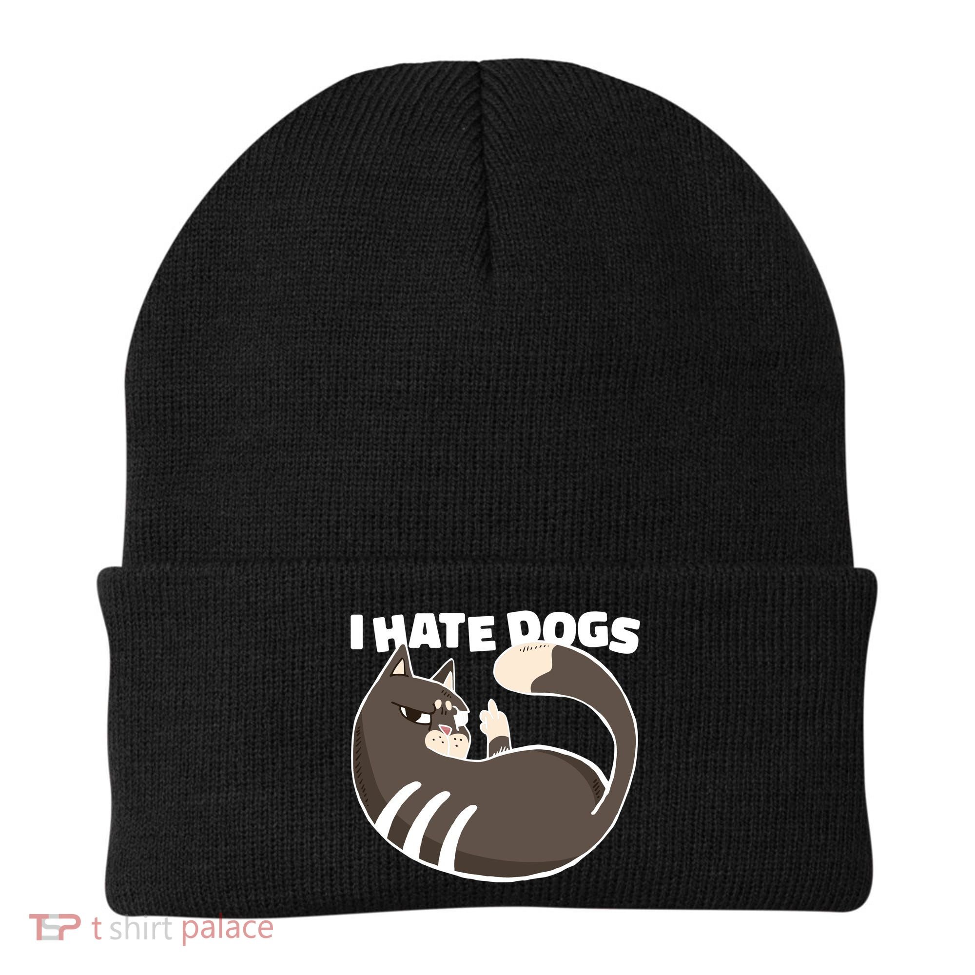 I Hate Dogs Cat Lover Funny Meme Beanie