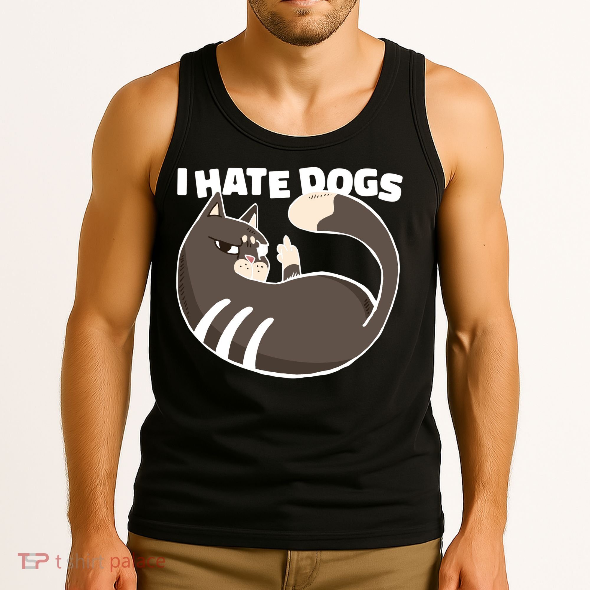 I Hate Dogs Cat Lover Funny Meme Tank Top