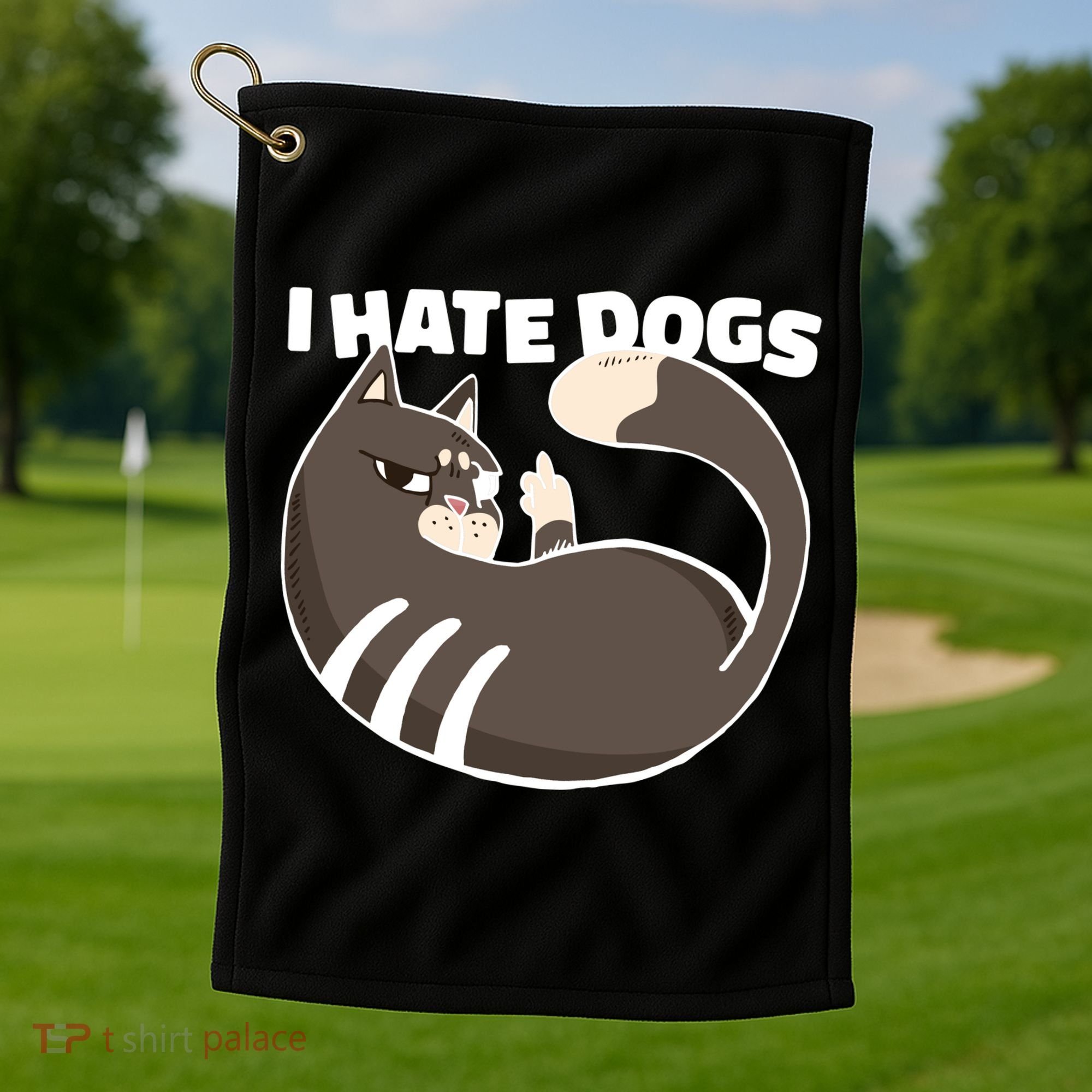 I Hate Dogs Cat Lover Funny Meme Golf Towel