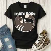 I Hate Dogs Cat Lover Funny Meme Women's T-Shirt thumb 3