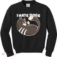 I Hate Dogs Cat Lover Funny Meme Kids Sweatshirt thumb 0